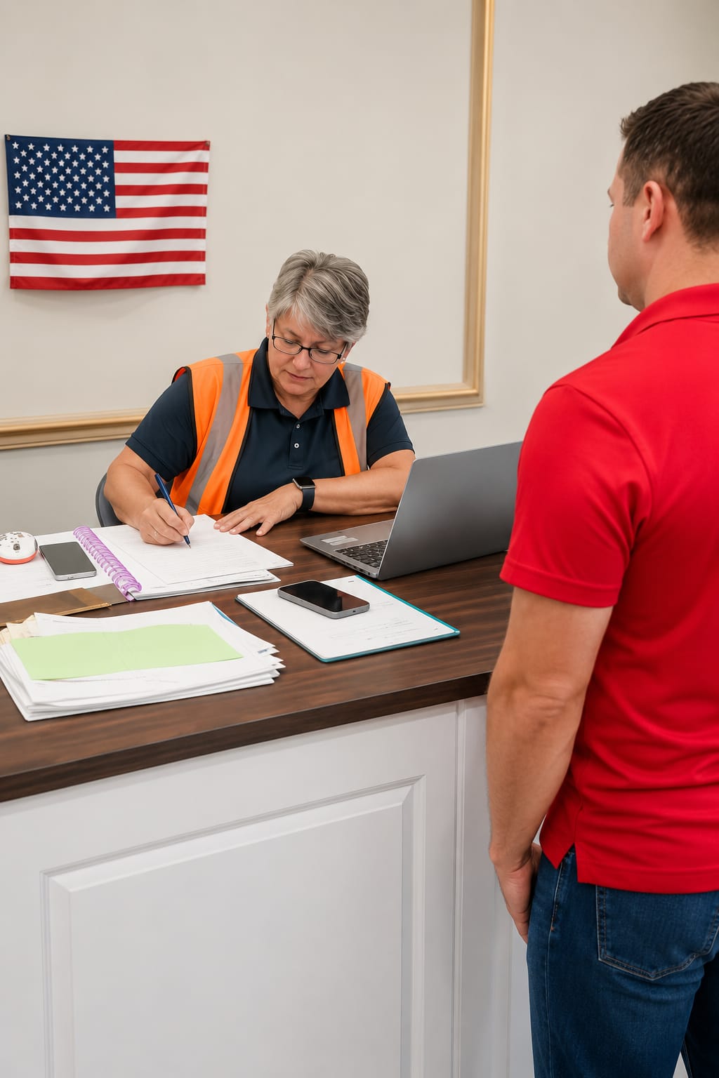 Homeowner discussing a home improvement project with a representative
